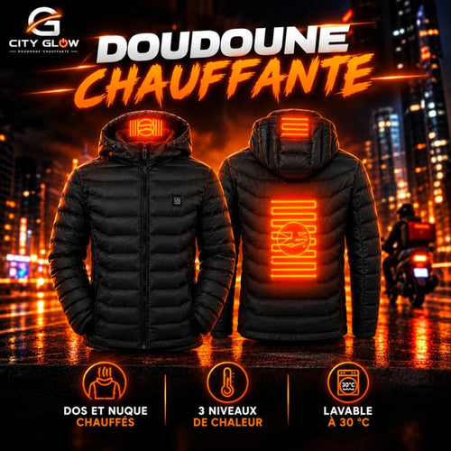 Doudoune chauffante City Glow : dos et nuque chauffés, 3 niveaux de chaleur, lavable à 30 °C