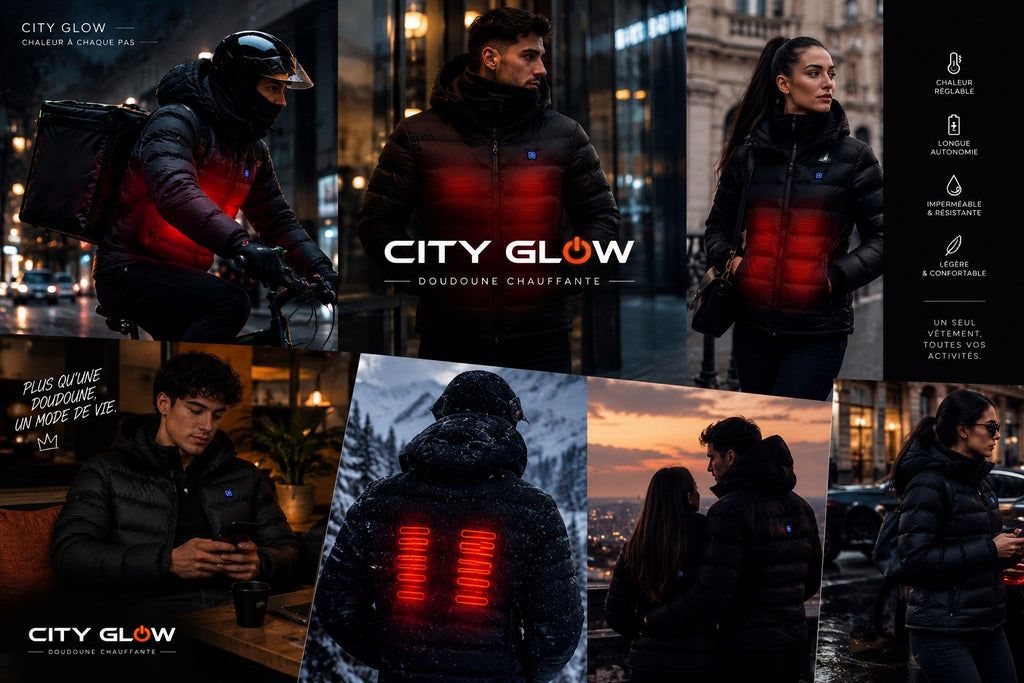 Doudoune chauffante City Glow au quotidien : livraison, ville, sorties